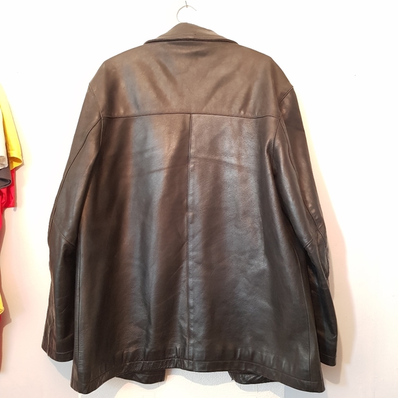Vintage Very Heavy Leather Jacket Mid Length Men's Large - Picture 4 of 14